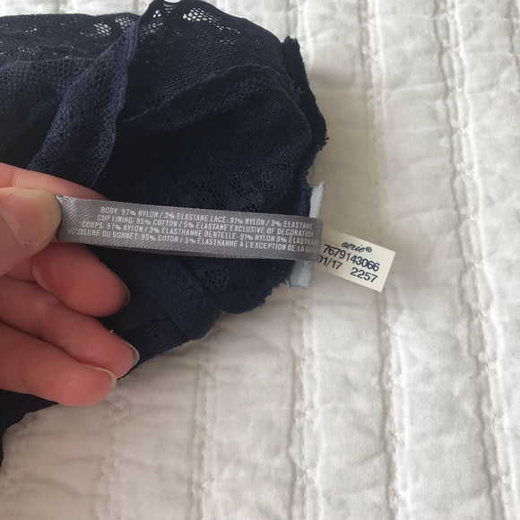 DONATED Aerie Navy Lace Longline Bralette XS - Picture 7 of 8